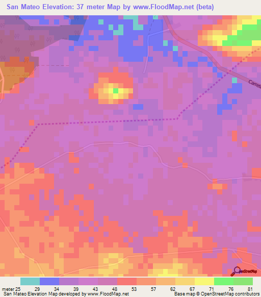 San Mateo,Cuba Elevation Map
