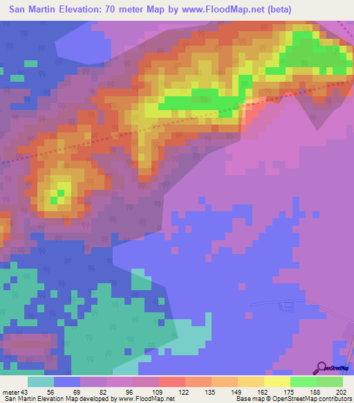 San Martin,Cuba Elevation Map
