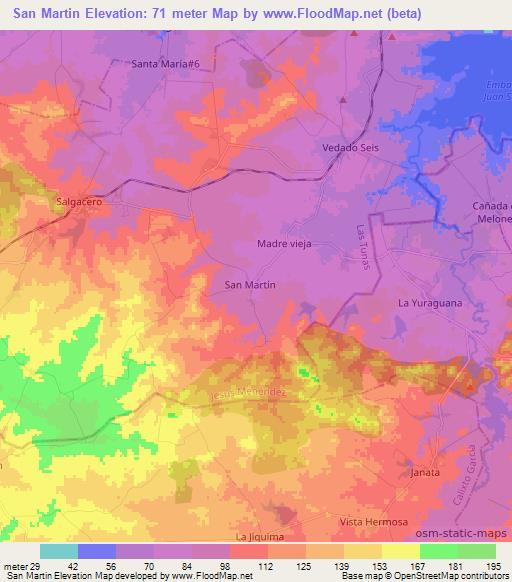 San Martin,Cuba Elevation Map