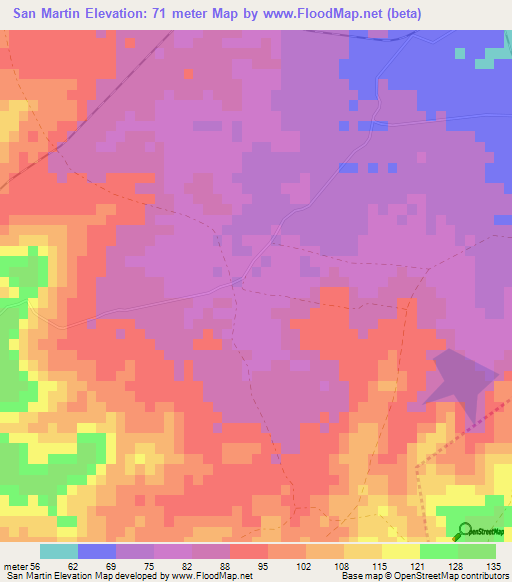 San Martin,Cuba Elevation Map