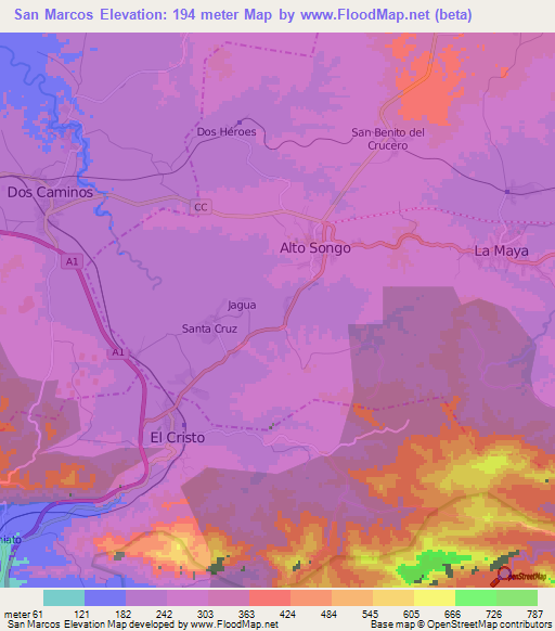 San Marcos,Cuba Elevation Map