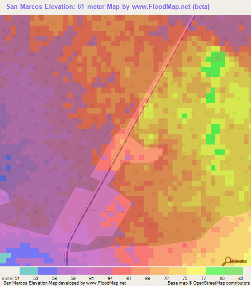 San Marcos,Cuba Elevation Map