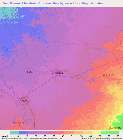 San Manuel,Cuba Elevation Map