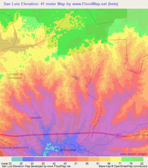 San Luis,Cuba Elevation Map