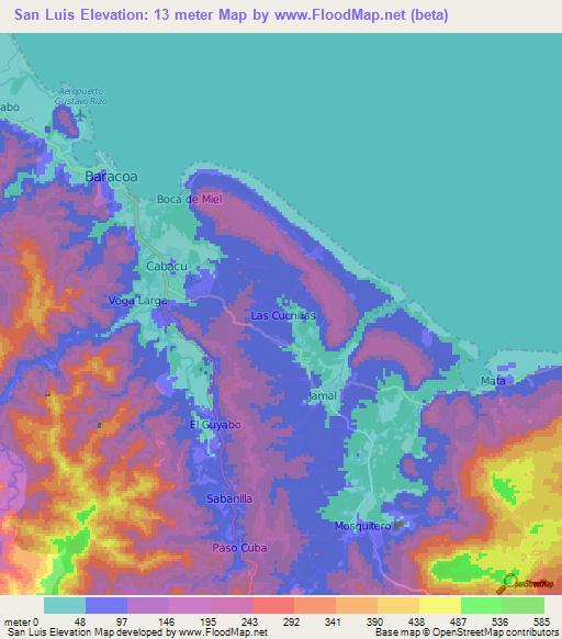 San Luis,Cuba Elevation Map