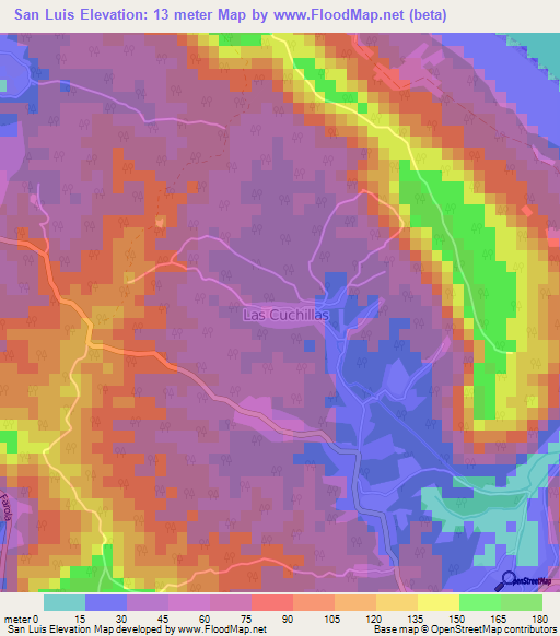 San Luis,Cuba Elevation Map