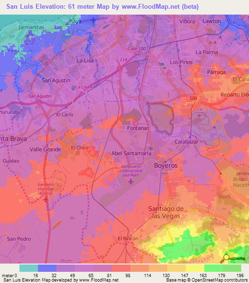 San Luis,Cuba Elevation Map