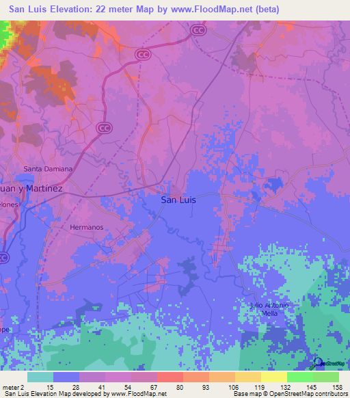 San Luis,Cuba Elevation Map