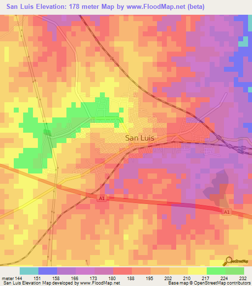 San Luis,Cuba Elevation Map
