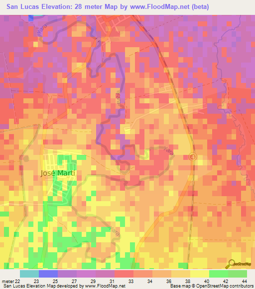 San Lucas,Cuba Elevation Map
