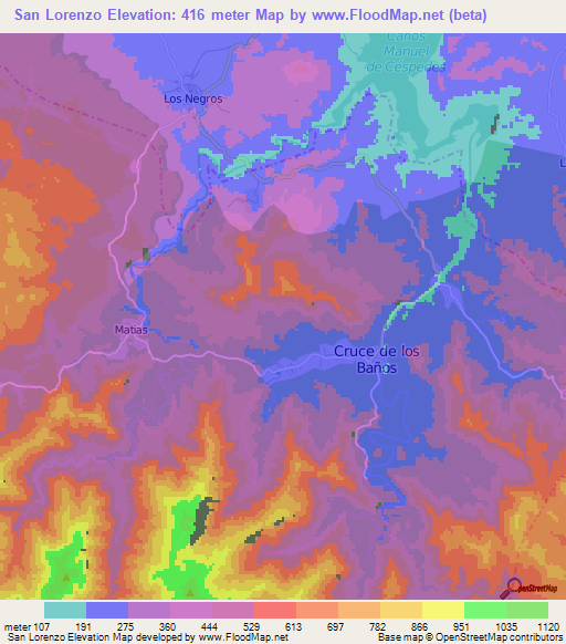 San Lorenzo,Cuba Elevation Map