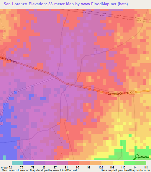 San Lorenzo,Cuba Elevation Map