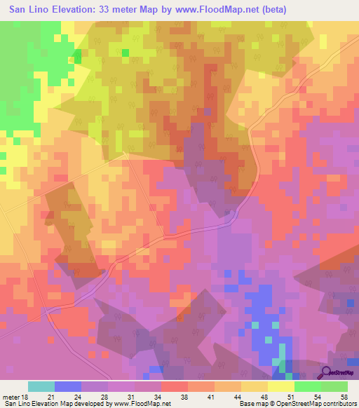 San Lino,Cuba Elevation Map