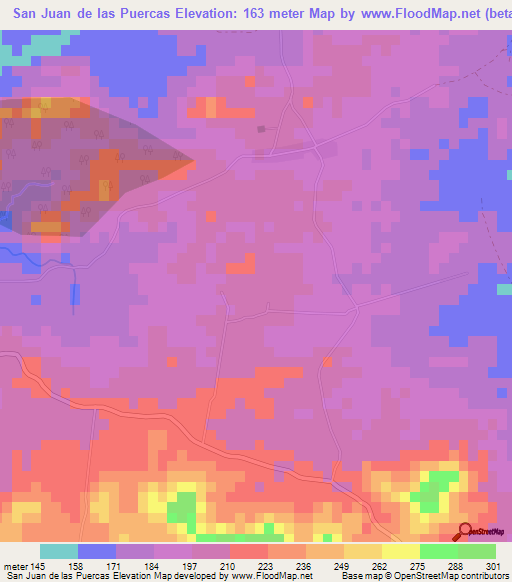 San Juan de las Puercas,Cuba Elevation Map