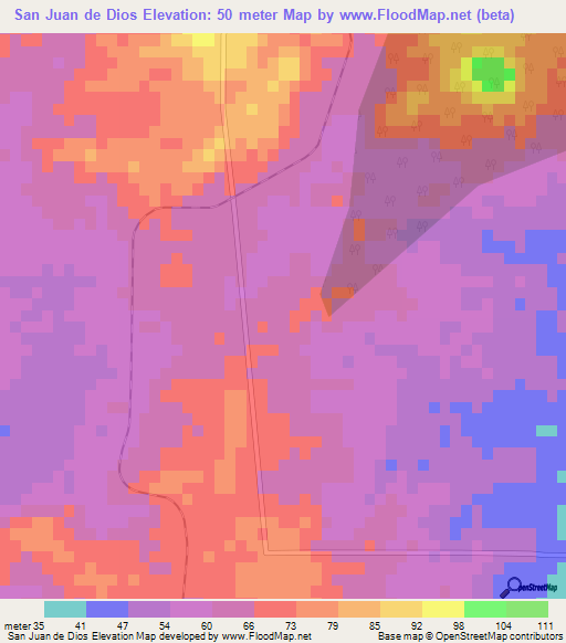 San Juan de Dios,Cuba Elevation Map