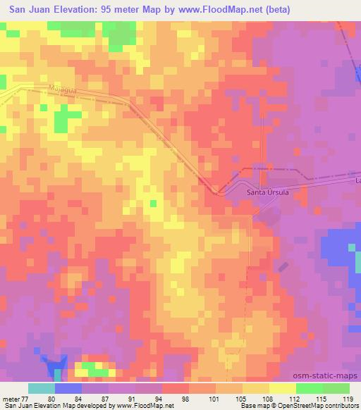 San Juan,Cuba Elevation Map