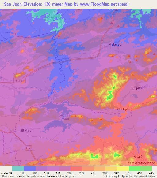San Juan,Cuba Elevation Map