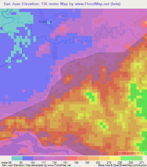 San Juan,Cuba Elevation Map