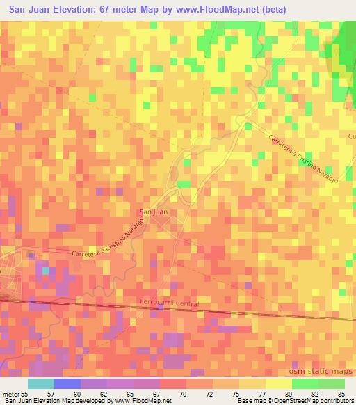 San Juan,Cuba Elevation Map