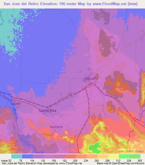 San Jose del Retiro,Cuba Elevation Map