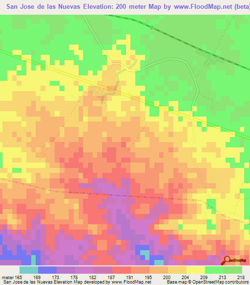 San Jose de las Nuevas,Cuba Elevation Map