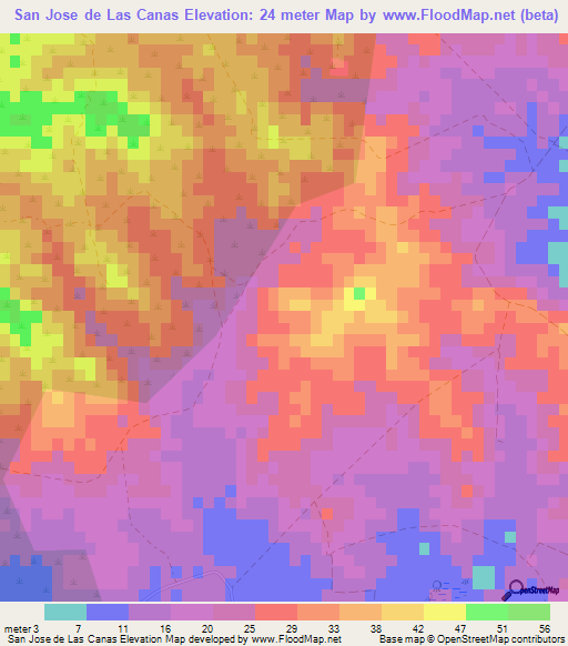 San Jose de Las Canas,Cuba Elevation Map