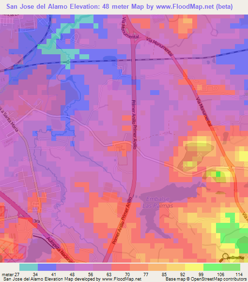 San Jose del Alamo,Cuba Elevation Map