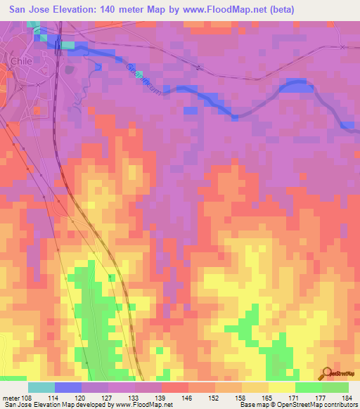 San Jose,Cuba Elevation Map
