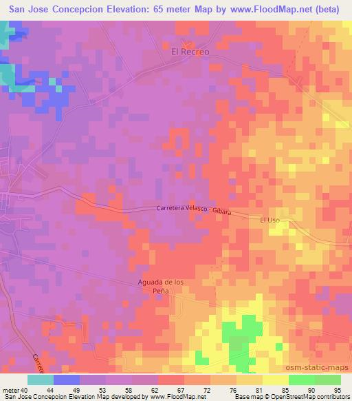 San Jose Concepcion,Cuba Elevation Map