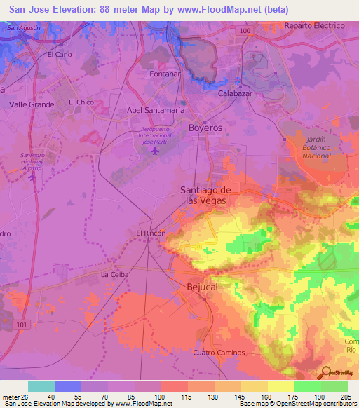 San Jose,Cuba Elevation Map