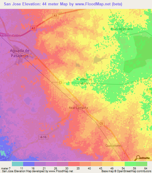 San Jose,Cuba Elevation Map