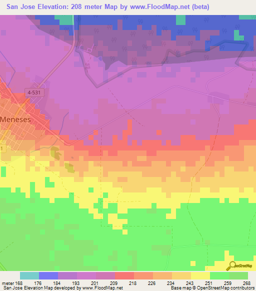 San Jose,Cuba Elevation Map