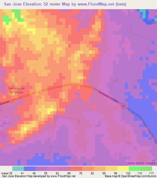San Jose,Cuba Elevation Map