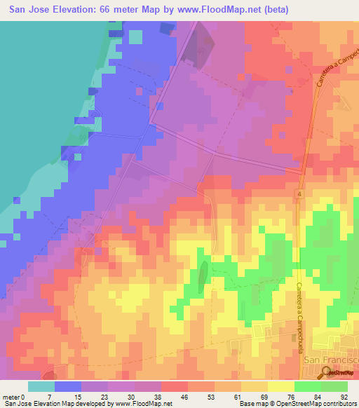 San Jose,Cuba Elevation Map