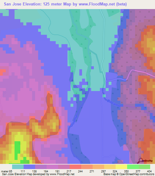 San Jose,Cuba Elevation Map