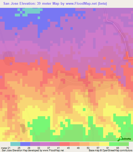 San Jose,Cuba Elevation Map