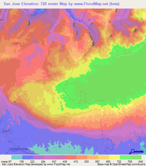 San Jose,Cuba Elevation Map