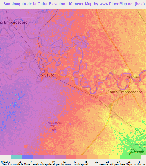 San Joaquin de la Guira,Cuba Elevation Map