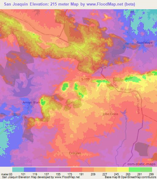 San Joaquin,Cuba Elevation Map