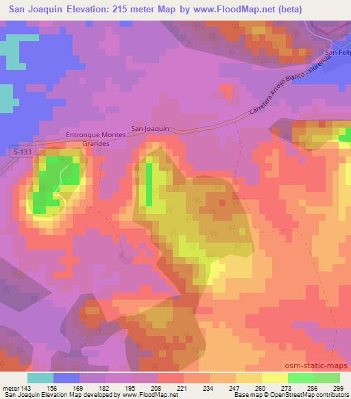 San Joaquin,Cuba Elevation Map