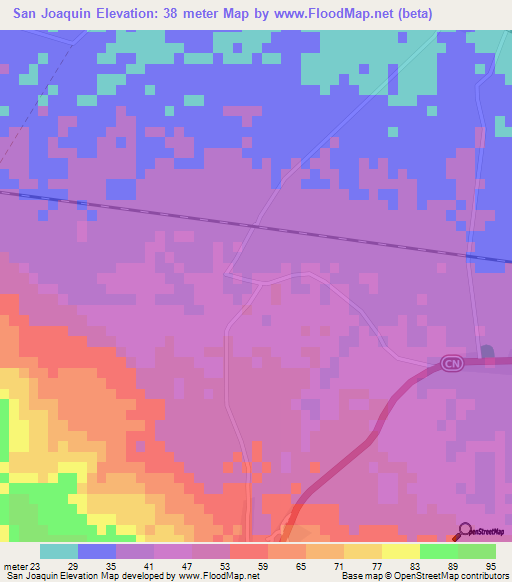 San Joaquin,Cuba Elevation Map