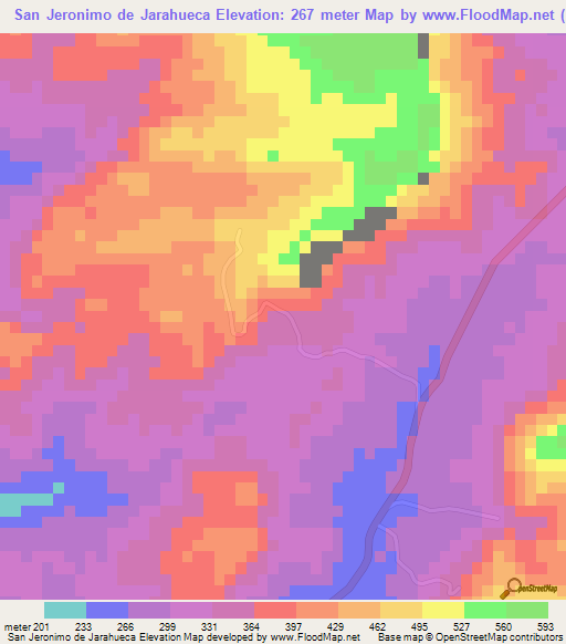 San Jeronimo de Jarahueca,Cuba Elevation Map