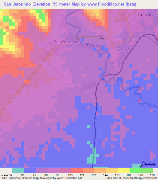 San Jeronimo,Cuba Elevation Map