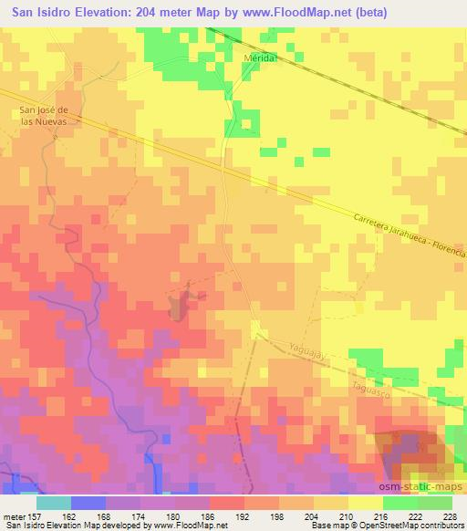 San Isidro,Cuba Elevation Map