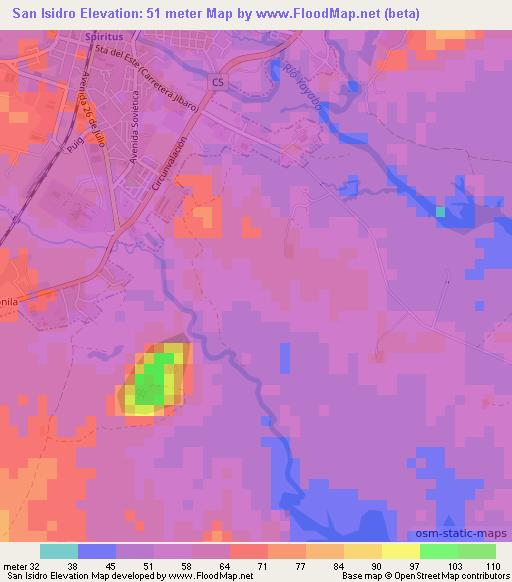 San Isidro,Cuba Elevation Map