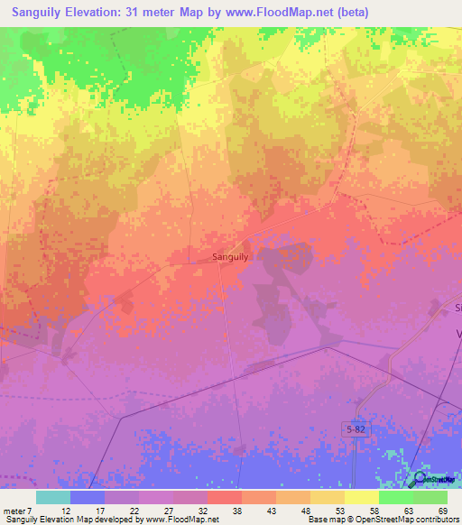 Sanguily,Cuba Elevation Map