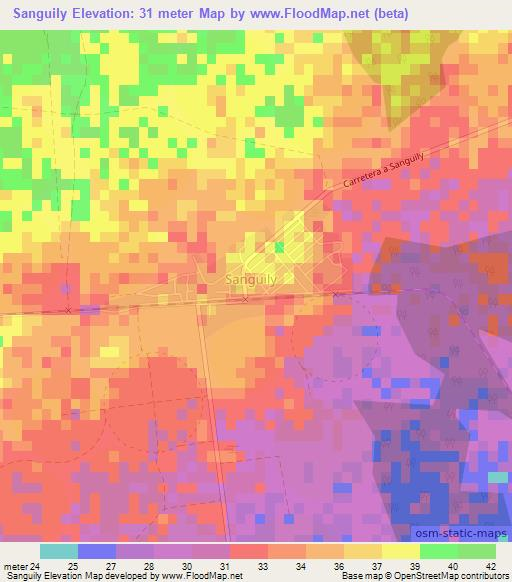 Sanguily,Cuba Elevation Map