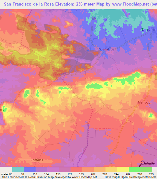 San Francisco de la Rosa,Cuba Elevation Map