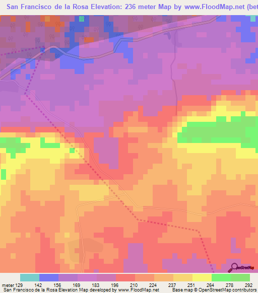 San Francisco de la Rosa,Cuba Elevation Map