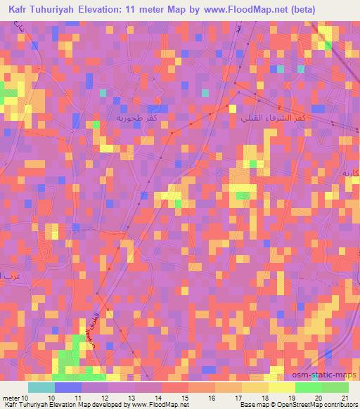 Kafr Tuhuriyah,Egypt Elevation Map